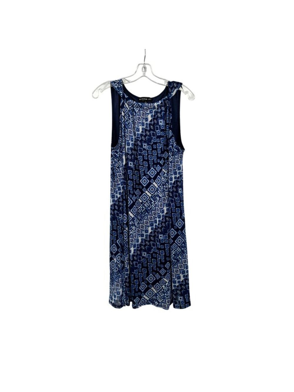 Harper 241 Womens Shift Dress Sleeveless Blue/White Print Size Large New